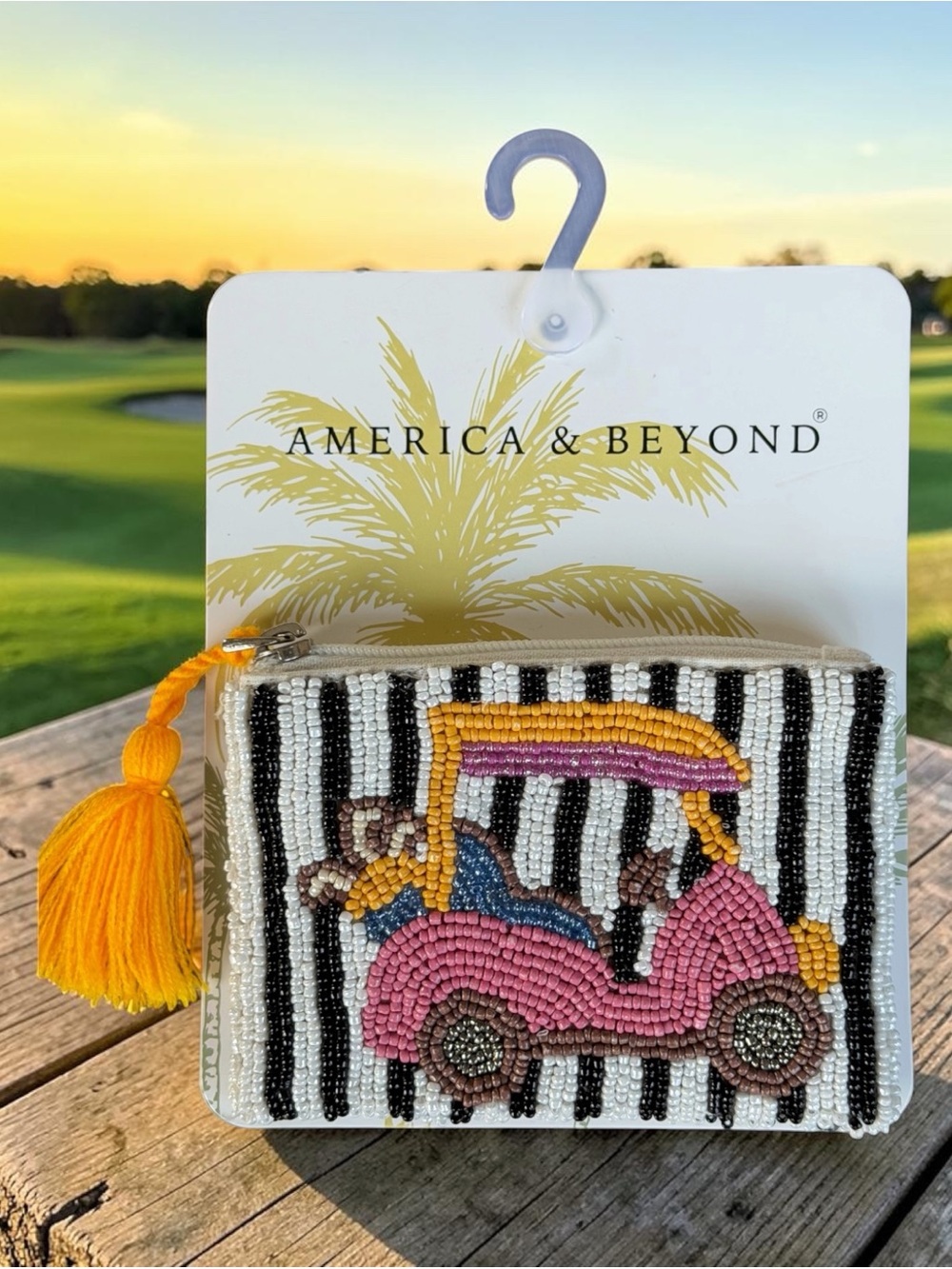 NET America & Beyond Beaded Pink Golf Cart Coin Purse GOLF BAG